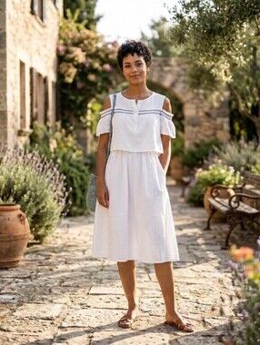 ☘️White Off-Shoulder Summer Dress - Lightweight Casual Style